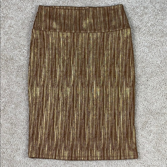 LuLaRoe Dresses & Skirts - Lularoe brown and gold Cassie skirt sz sm